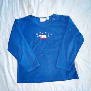 Jit sleep collecttion Blue and white long sleeve fleece shirt